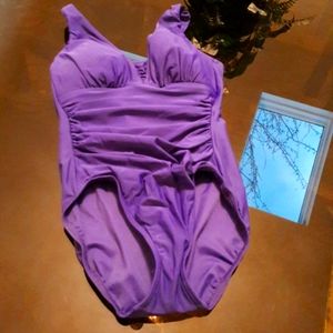 Lands End purple size 4 regular Grecian swimsuit